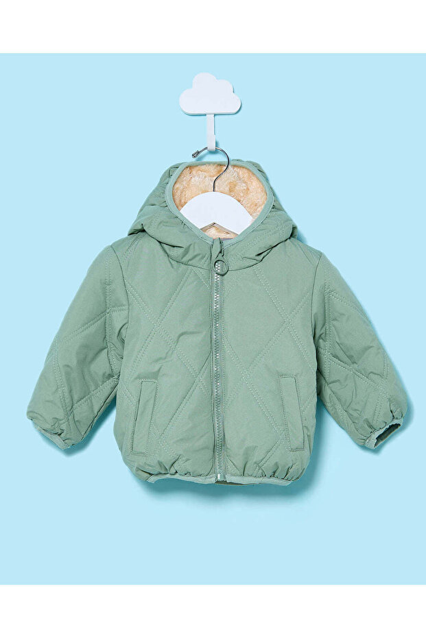 Infant Girls Green Hooded Quilt Jacket