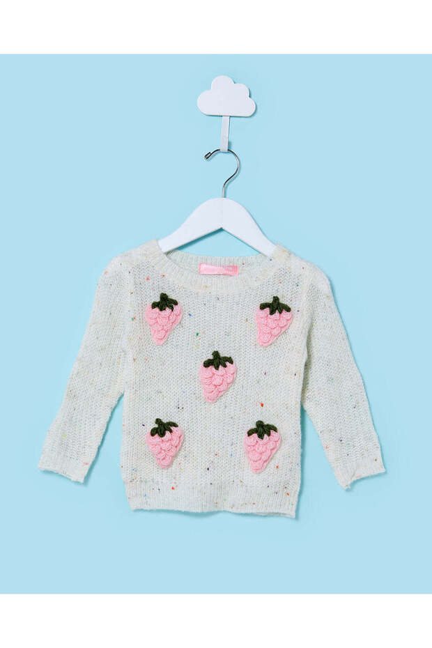 Infant Girls Grey 3D Strawberry Sweatshirt
