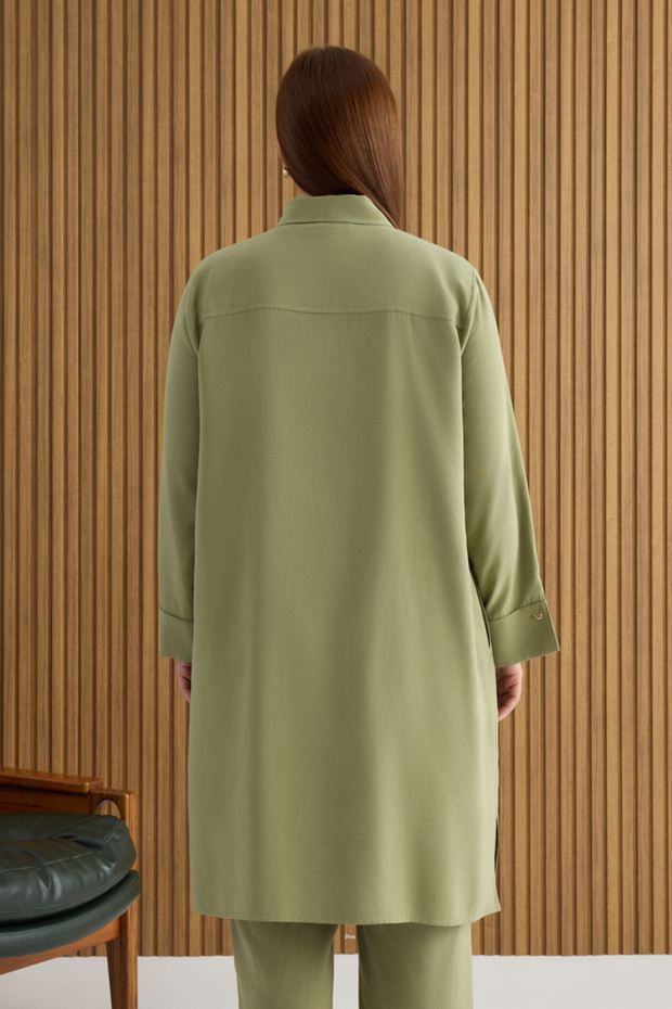 Haki Koza Kol Düğmeli Tunik - 5