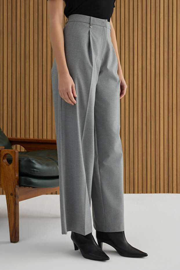 Gri Dokuma Pantolon - 3