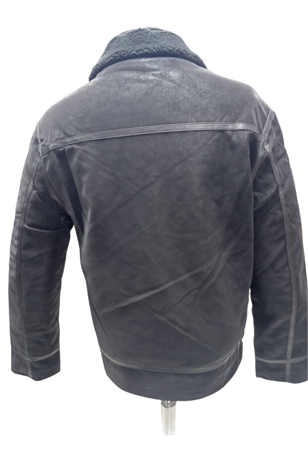 معطف فرو على الياقة - 3