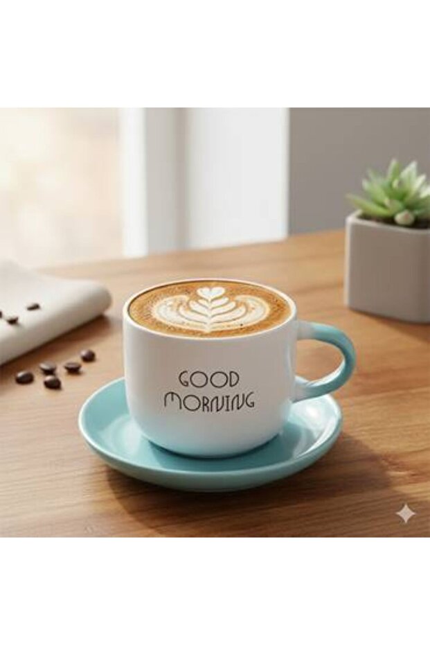 A cup with a spoonful of "good morning" for tea and Nescafe