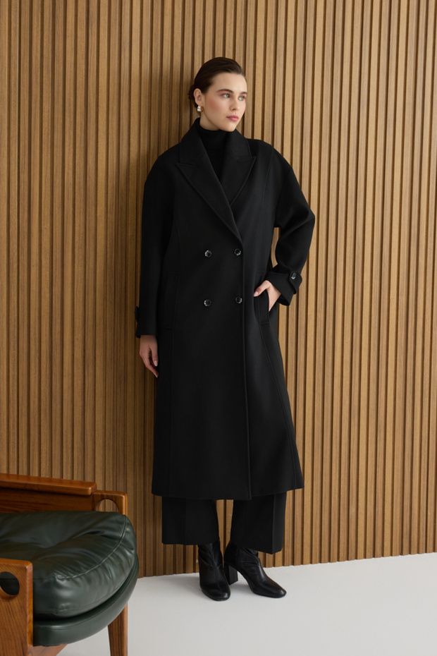 معطف أسود بأزرار على الجهتين كابا - 1