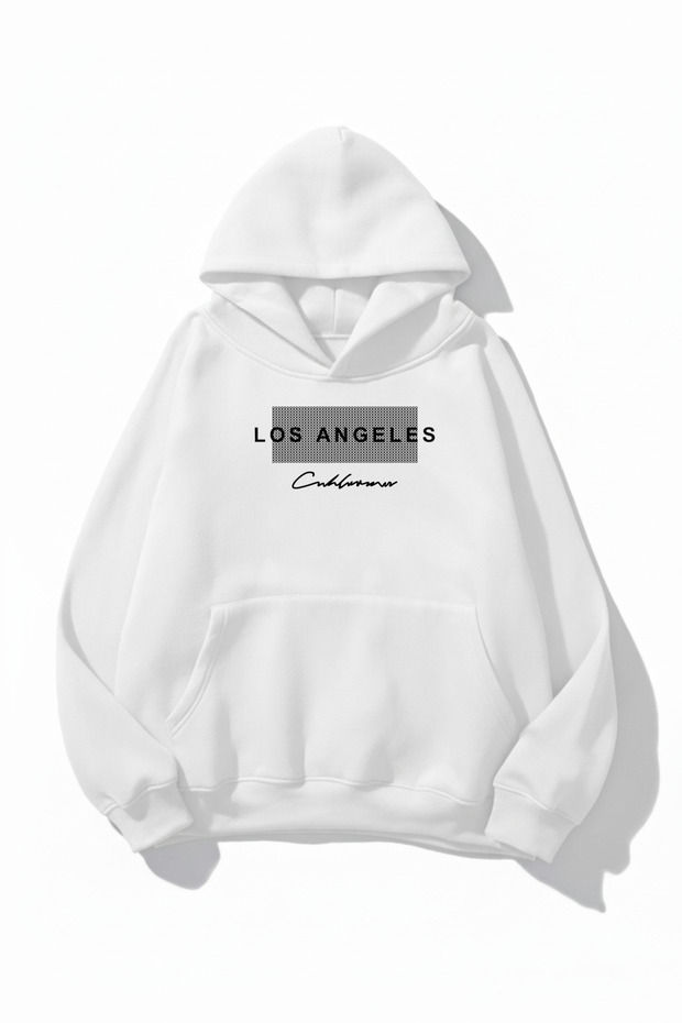 Unisex Soft Textured Los Angeles & California Printed Design Oversized 3 Thread Hoodie Sweatshirt