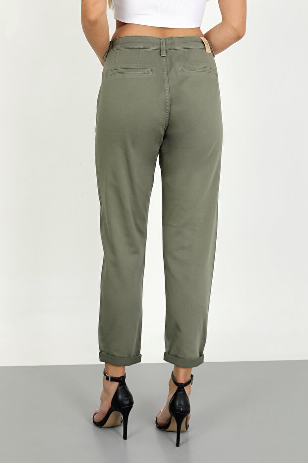 Kadın Kordonlu Örme Boyfriend Pantolon - 4