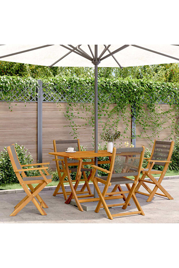 Folding Garden Chairs 4 pcs Grey Solid Wood Acacia