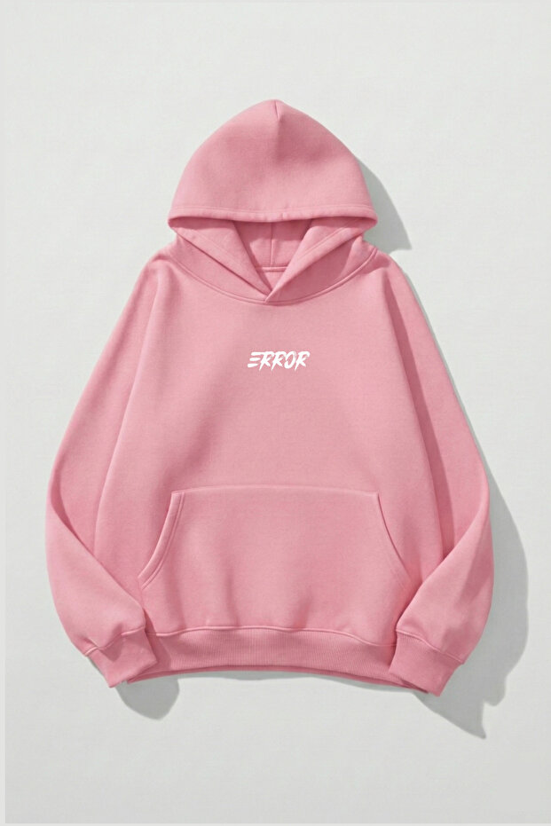 سويت شيرت هوديي ذو ملمس ناعم للجنسين من تصميم Error مطبوع Design قصة فضفاضة 3 Thread