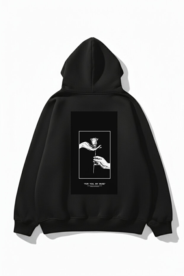 Unisex Soft Textured for You, My Muse Printed Design Oversized 3 Thread Hoodie Sweatshirt
