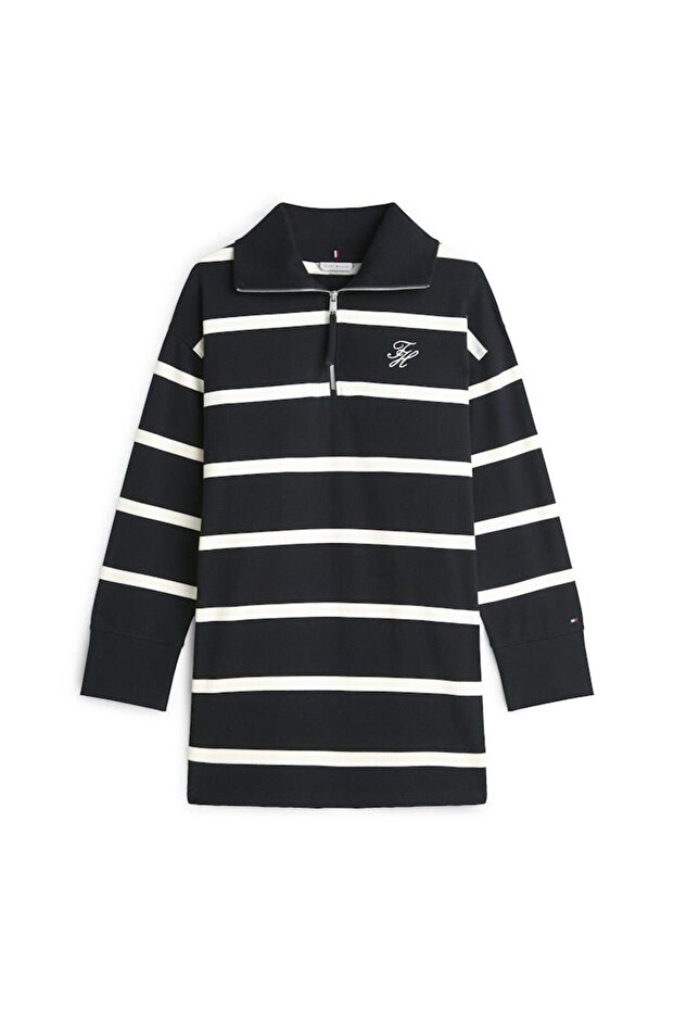 TH SCRIPT 1/2 ZIP TERRY DRESS - 3