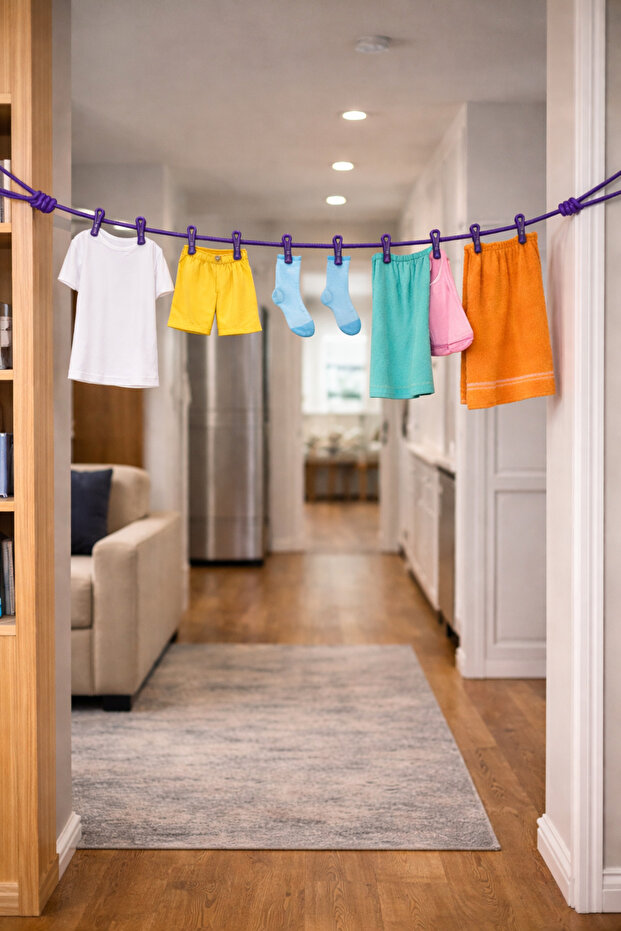 Self-Locking Portable Clothesline – Foldable, Practical, and Lightweight Design - 2