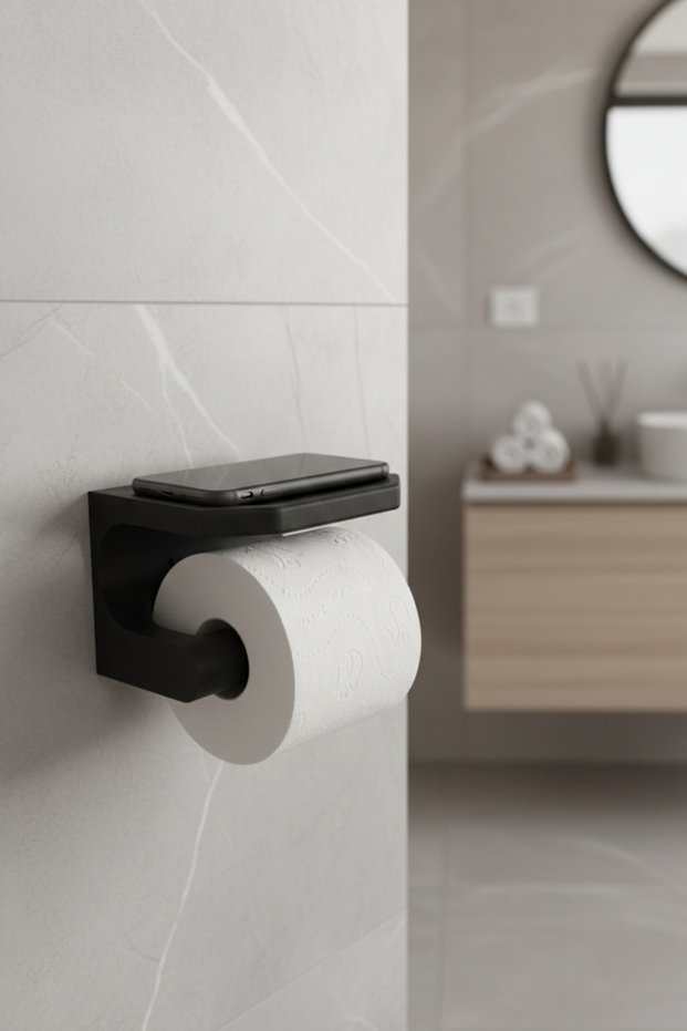 Toilet Roll Holder with Phone Shelf