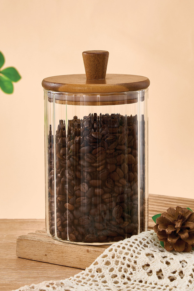 860 ml Acacia Lid Glass Jar Storage Container Pinterest Design Food Grain Container