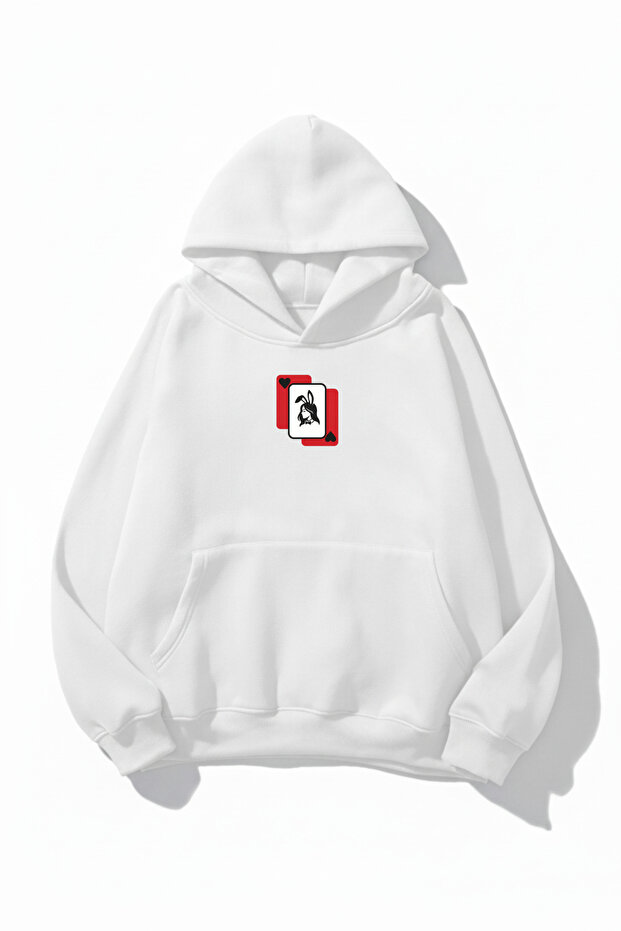 Unisex Soft Textured Playwoman Printed Design Oversized 3 Thread Hoodie Sweatshirt