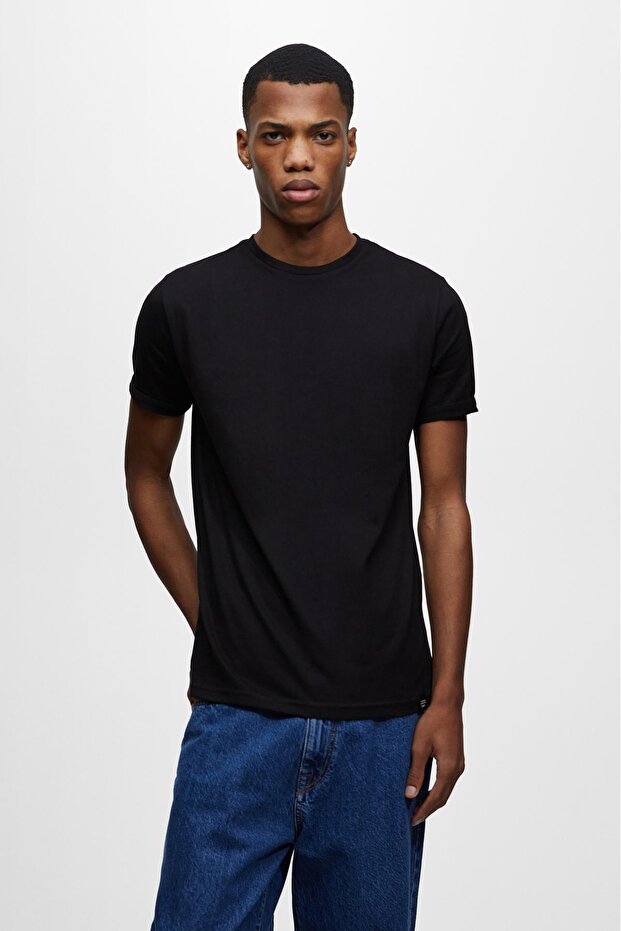 Basic muscle fit tişört - 1