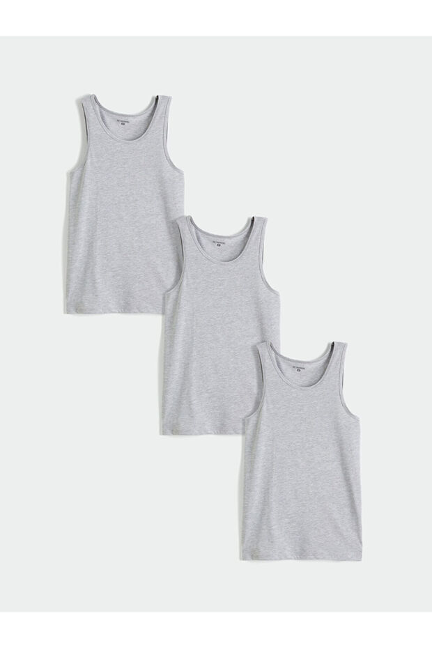 Gray U-Neck Men's Undershirt 3-Piece Set