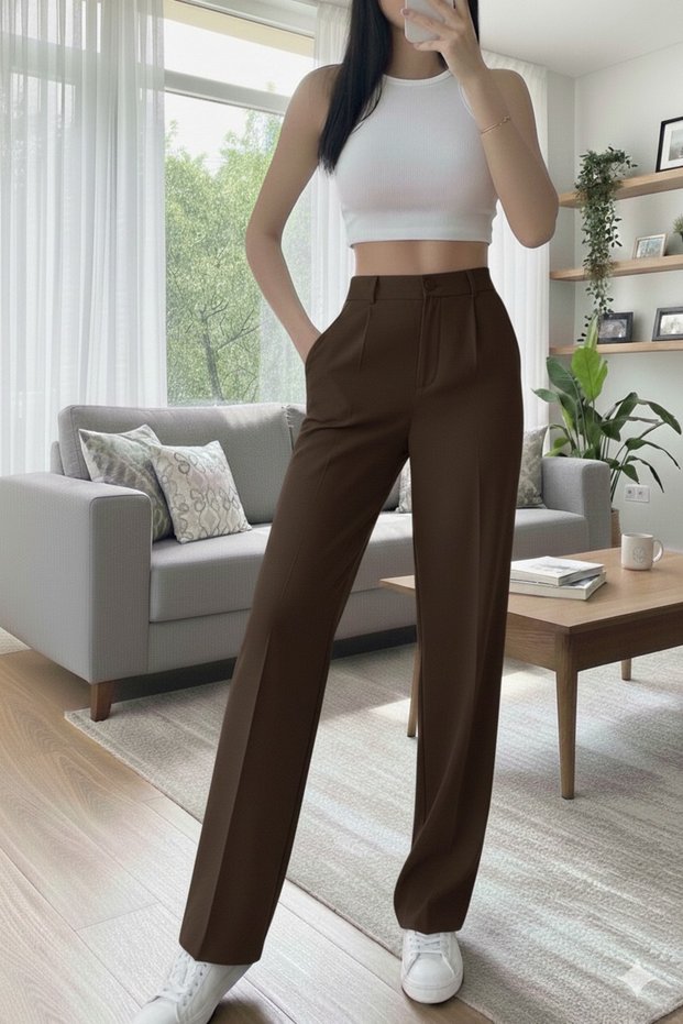 Milano Premium High Waist Pleated Plazzo Fabric Trousers 2026