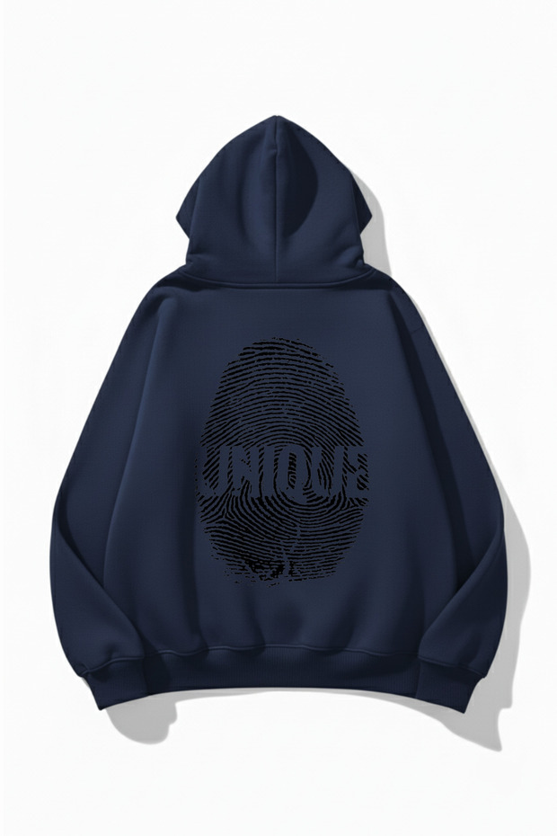Unisex Soft Textured Unique Fingerprint Printed Design Oversized 3 Thread Hoodie Sweatshirt