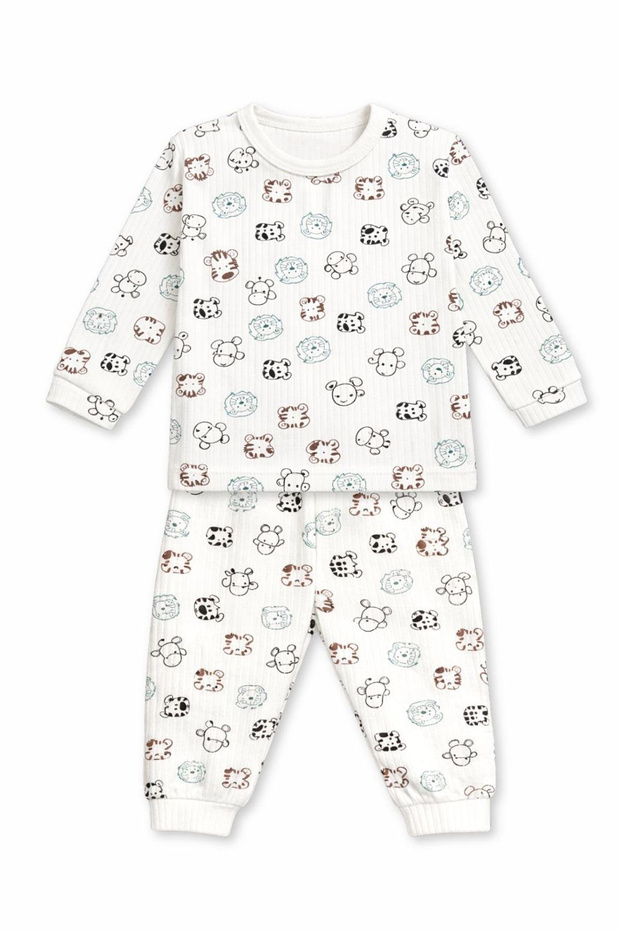 Girl Boy Safari Animal Patterned Baby Kids Set - Cotton Double Set