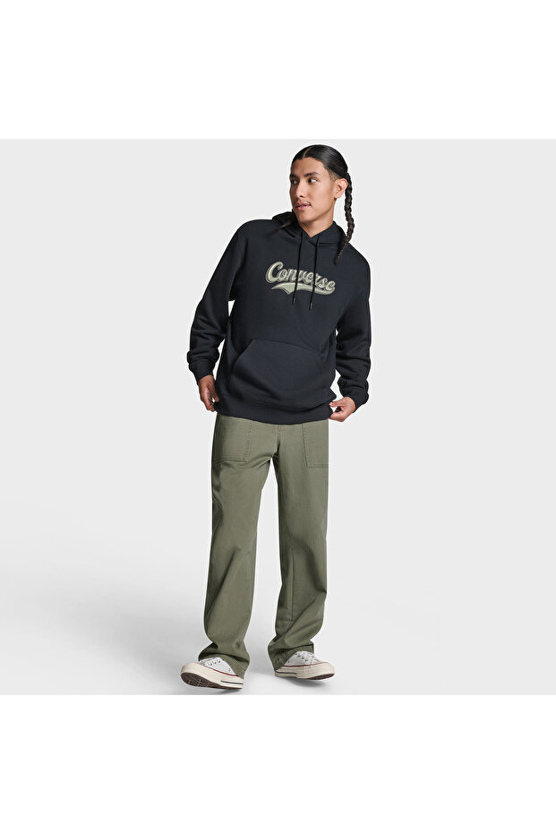 Script Pullover Hoodie Erkek Siyah Sweatshirt - 4