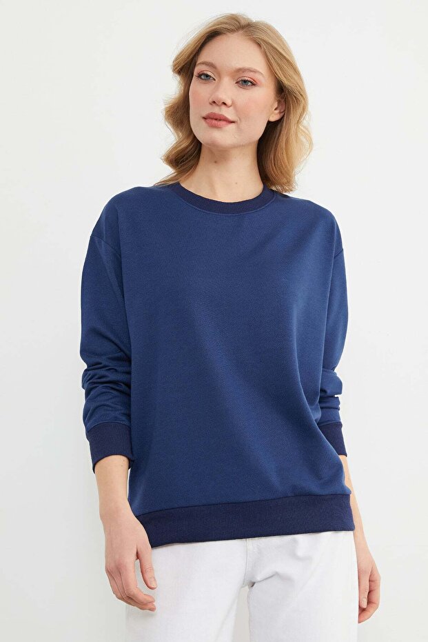 Basic Bisiklet Yaka Sweatshirt - 6