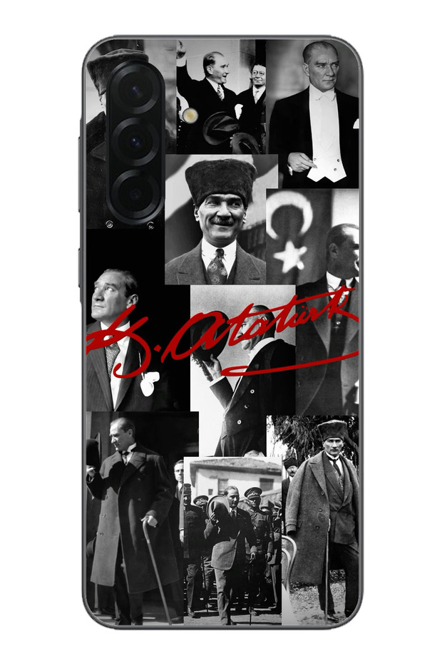 Samsung Galaxy A36 Compatible Red Mustafa Kemal Atatürk Signature B Printed Silicone Case