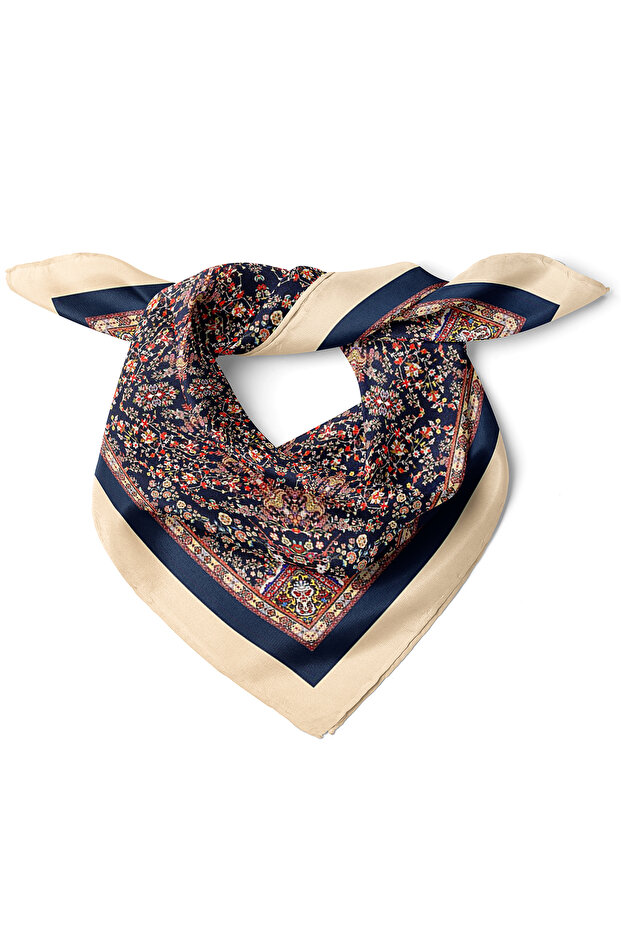 Retro Modern Contrast Framed Floral Pattern Scarf Bandana 50X50 cm