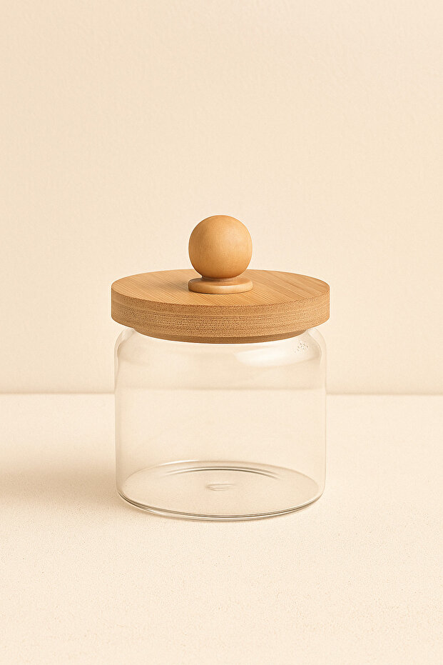 Borosilicate 450ml Jar with Bamboo Lid Kw-747