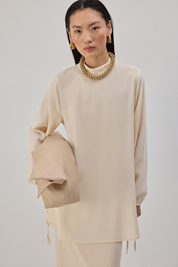 Stand-Up Collar Crepe Tunic