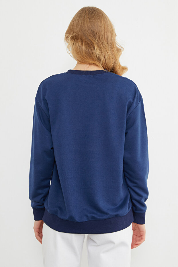 Basic Bisiklet Yaka Sweatshirt - 8