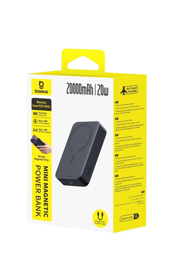 EnerFill FM41 Mini Magsafe Powerbank 20.000 mAh 20W - Siyah (C'den C'ye 20V/3A 30cm siyah kablolu) - 3
