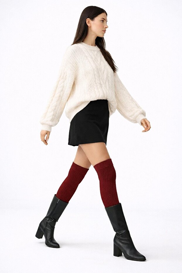 جوارب طويلة مرنة فوق الركبة بدون أصابع مصنوعة من القطن الأساسي - 8