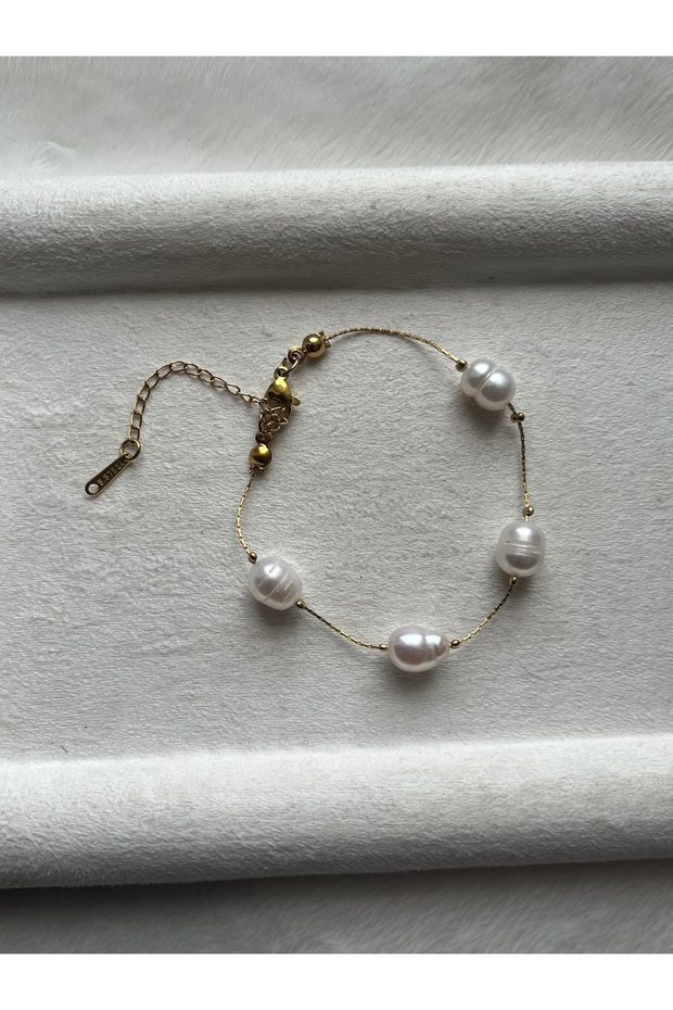 Real Pearl Handmade Steel Bracelet 316L Steel