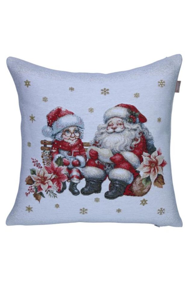 Christmas Mom and Dad Jacquard Woven Tapetry Decorative New Year Silvery 45*45 Cushion