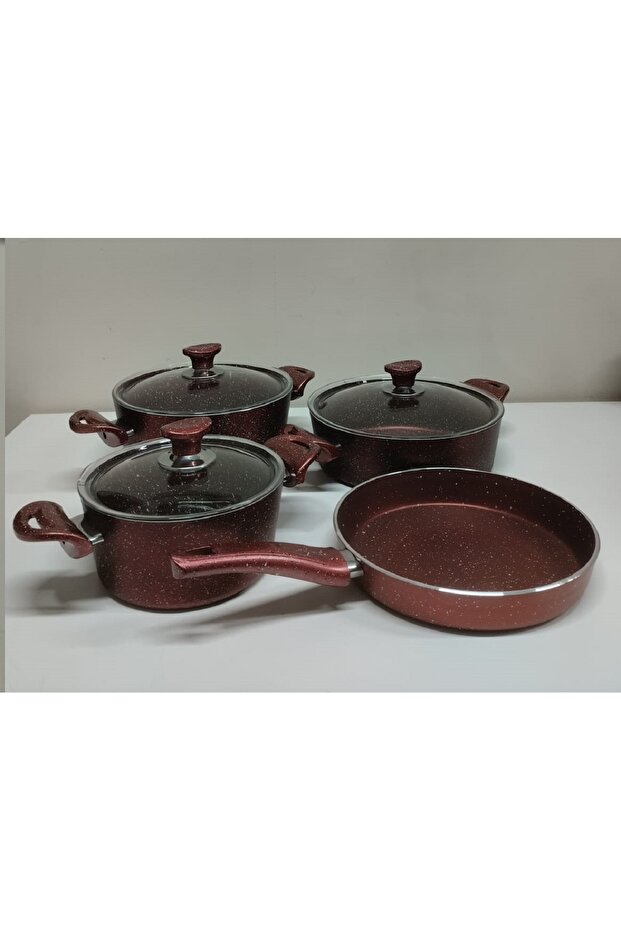 Granite Cookware (Set of 4) Burgundy Color (4 mm Thickness)