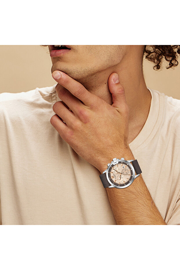 ساعة رجالية متعددة الوظائف بمينا فضي - LC08267.332 - 8