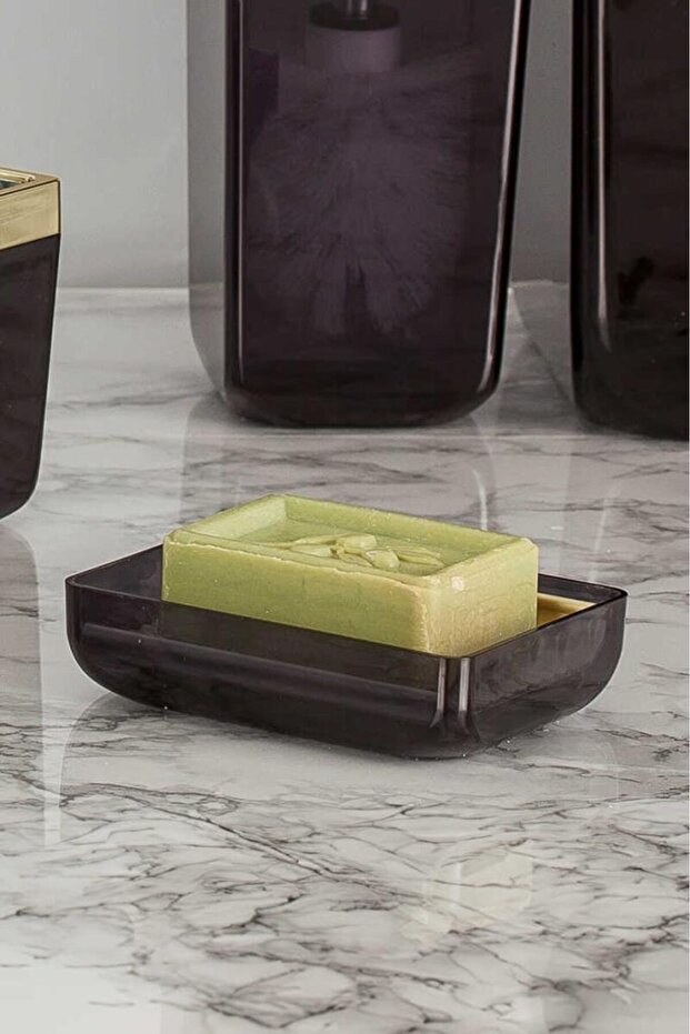 حامل صابون توسكانا شفاف أسود ذهبي صلب - 3