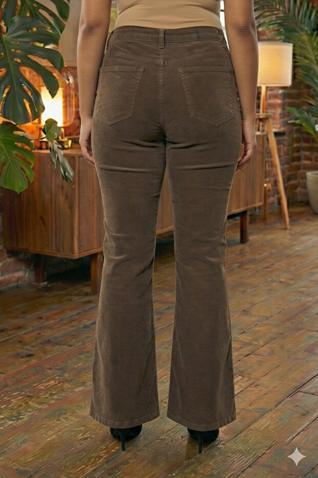 واسع الأرجل بنطلون جينز مقاس كبير بني - 3