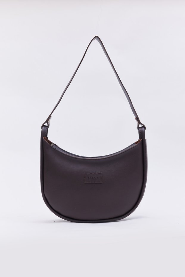 Bitter Brown D46 Zipper Closure Faux Leather Large Capacity Casual Women's Hand and Shoulder Baguette Bag