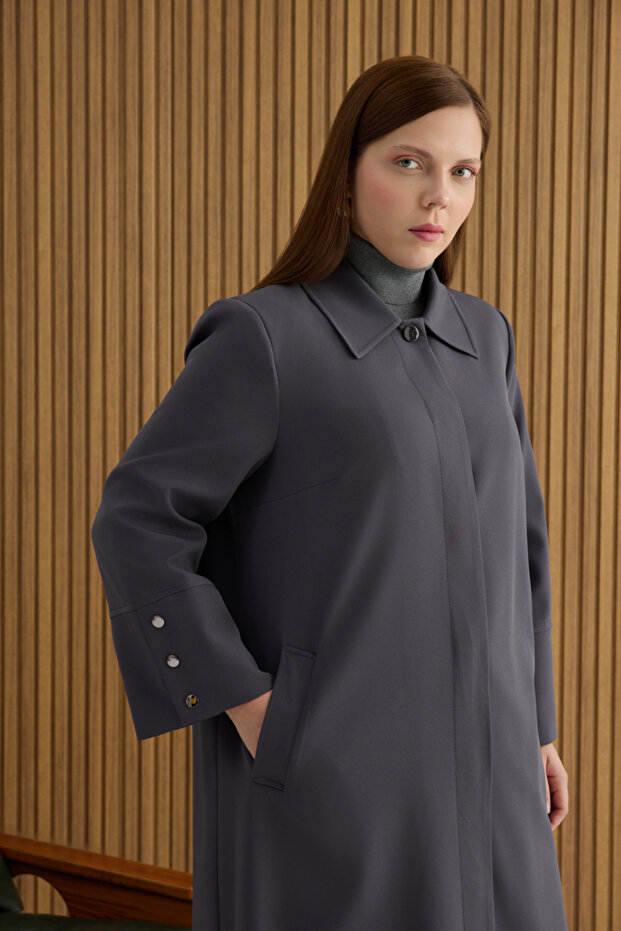 Antrasit Dokuma Pardösü - 4