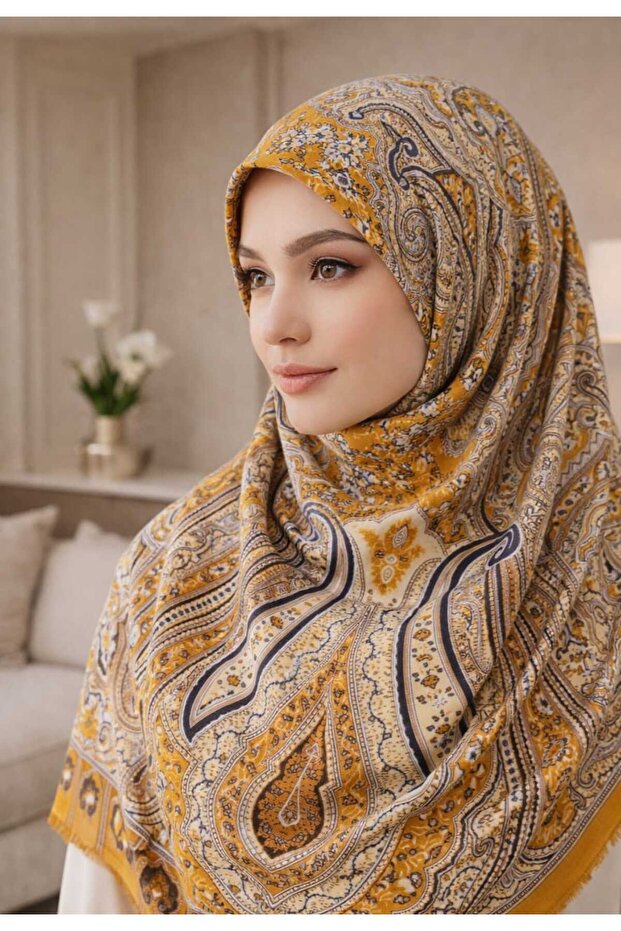 شال فاخر من الحرير الكشميري بنمط بيزلي 70 × 200 سم
