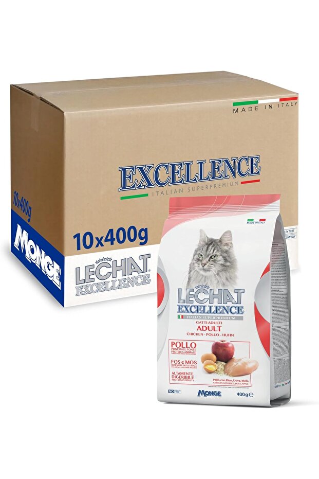 Lechat Excellence by | Adult Cat Dry Food with Chicken, Rice, Egg and Apple | Super Premium Co