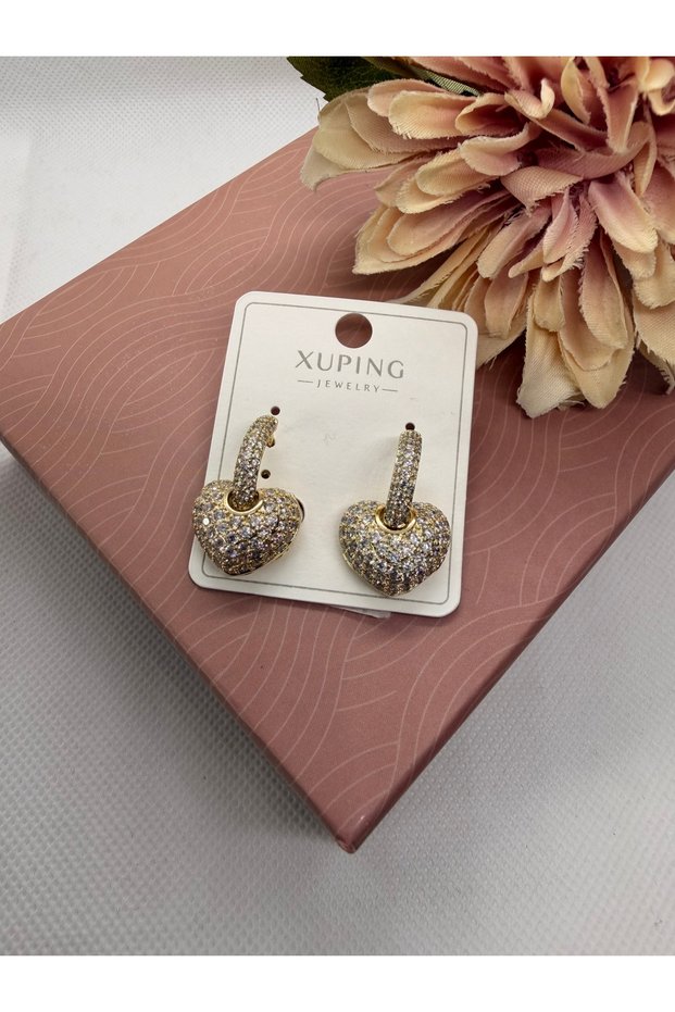 Zircon Stone Filled Heart Steel Earrings