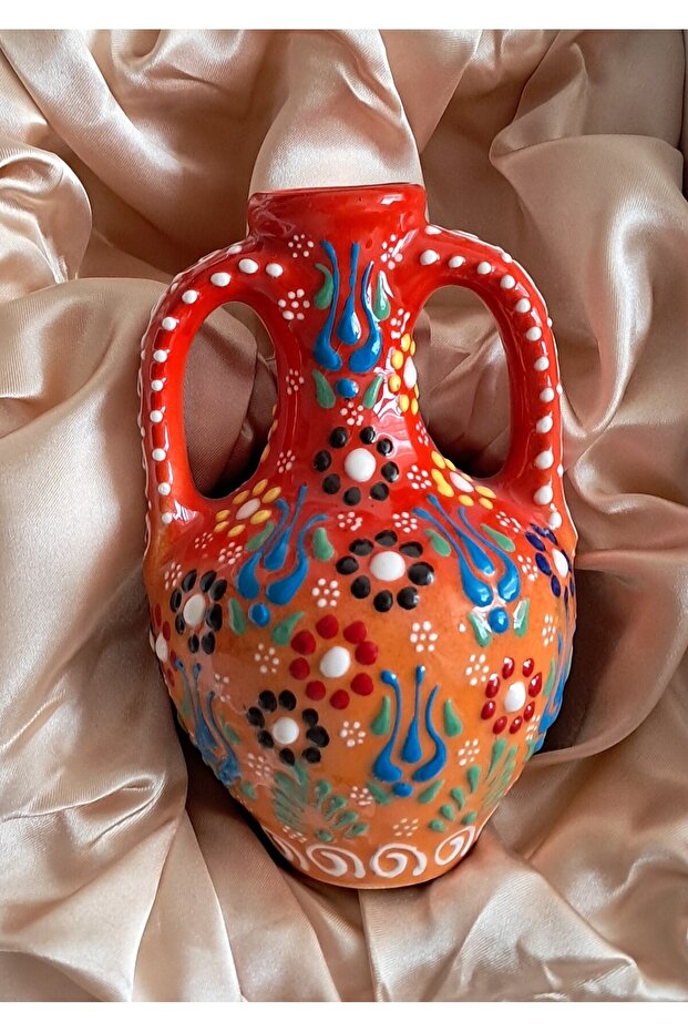 Mini Çini Amfora, Handmade Amphora, مزهرية أمفورا سيراميك تركية يدوية الصنع - زخارف تقليدية ملونة - 3