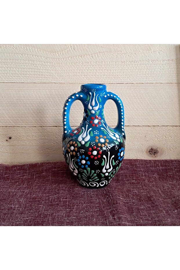 Mini Çini Amfora, Handmade Amphora, مزهرية أمفورا سيراميك تركية يدوية الصنع - زخارف تقليدية ملونة - 4