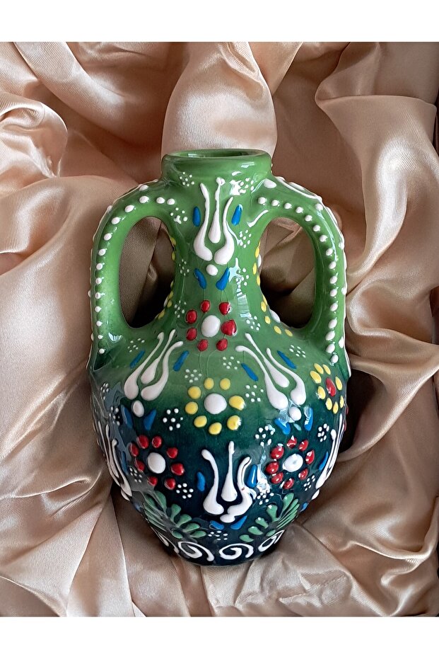 Mini Çini Amfora, Handmade Amphora, مزهرية أمفورا سيراميك تركية يدوية الصنع - زخارف تقليدية ملونة - 2