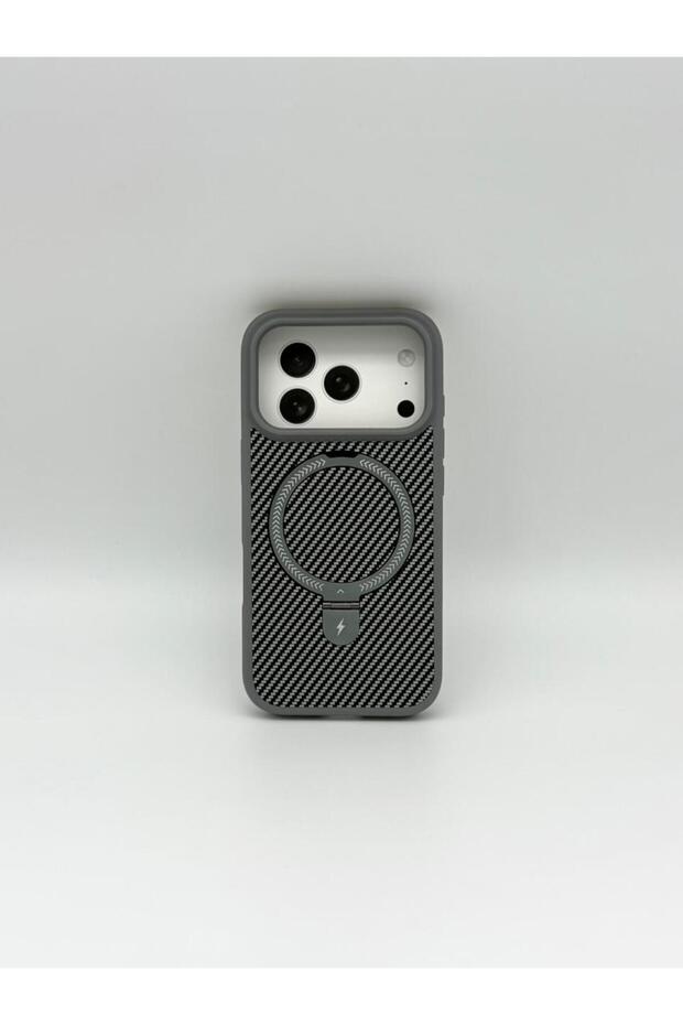 Luxury Carbon Fiber Texture Case for iPhone 17 Pro Max - MagSafe Compatible with Foldable Kickstand