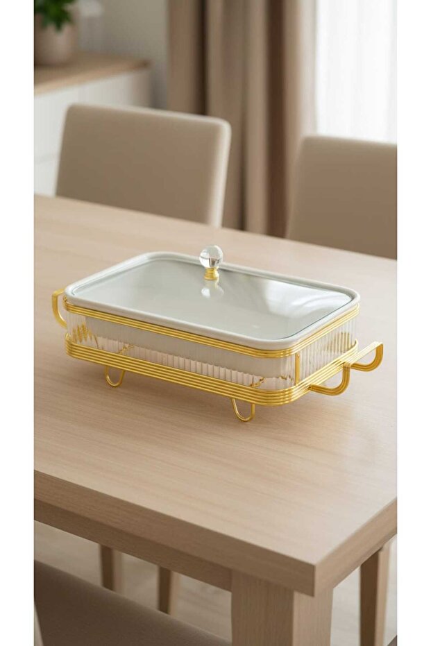Buffet warmer, rectangular serving dish, 13.5cm, with a unique and elegant design. - 3