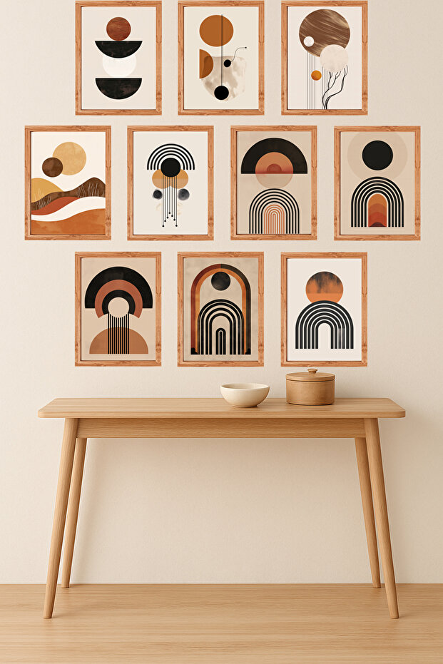 10-Piece Modern Bohemian Wall Painting Set with Frame Look – 15X20 cm Mdf Uv Printing