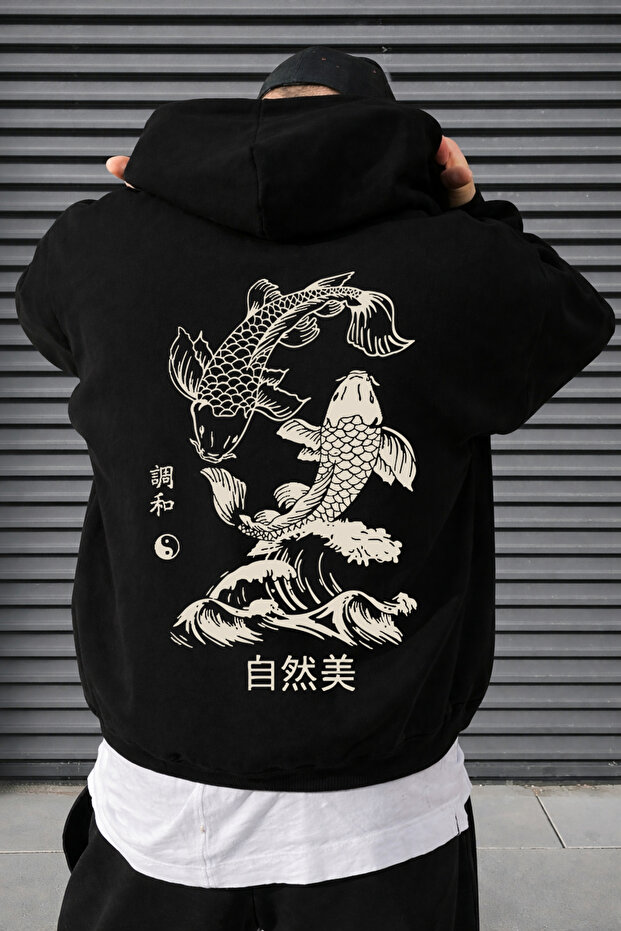 Oversized Sweatshirt Hoodie Koi Japan
