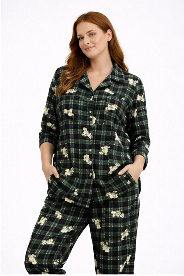 Long Sleeve Front Button Pajama Set - 2